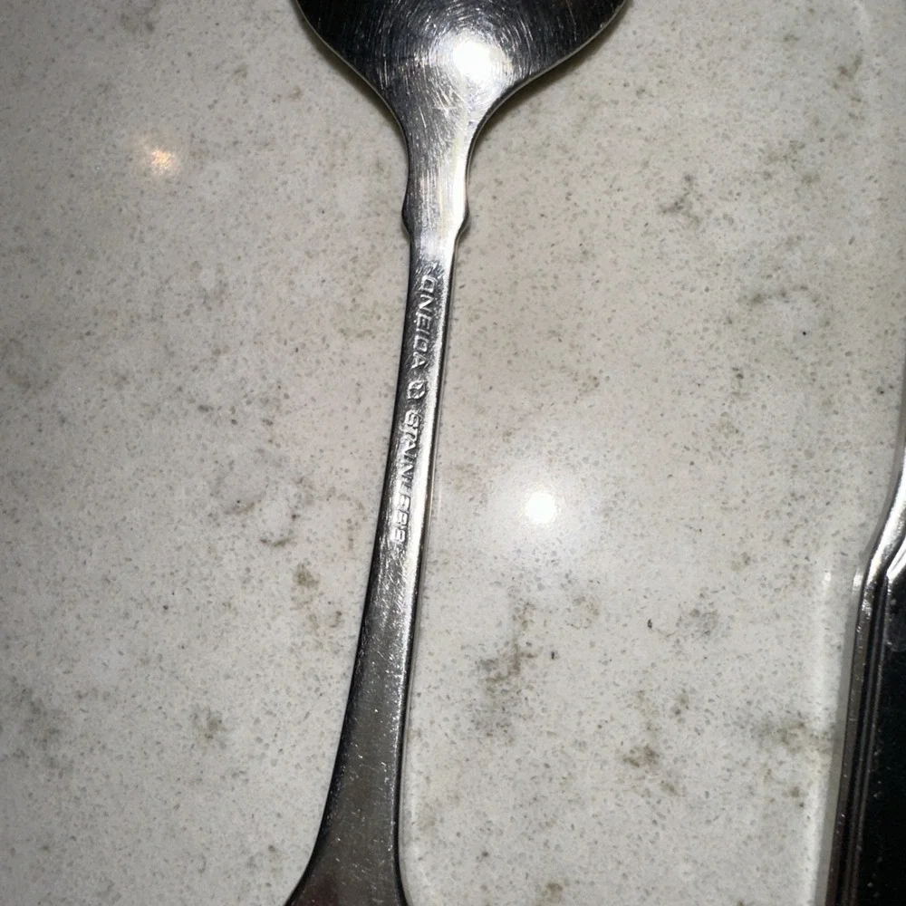 7 MCM Stainless Steel Soup Spoons Assorted Lot Vintage Mid Century Modern Silver